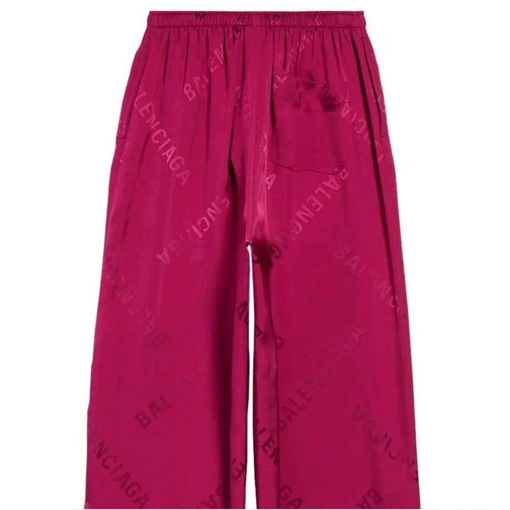 Balenciaga burgundy Satin Logo Lounge Pants